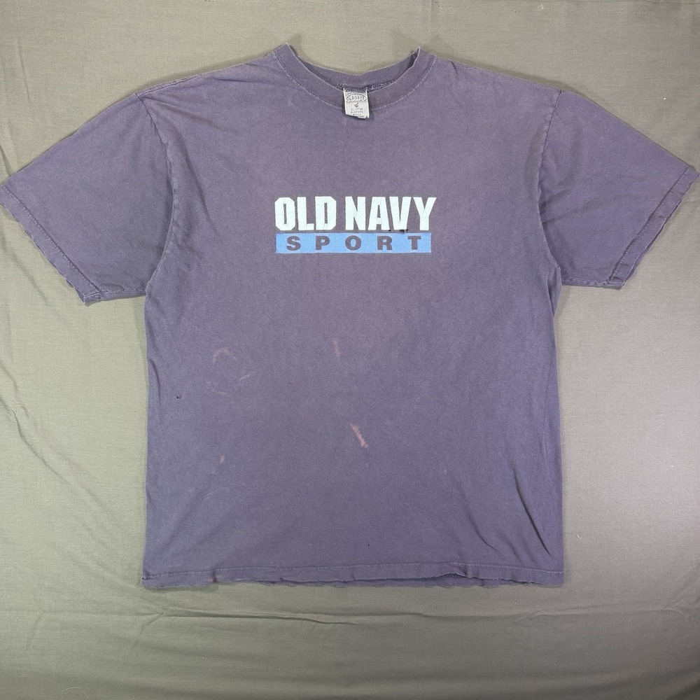 Vintage Old Navy Sport Faded Distressed Tee 90s Classic Essential Navy Blue Sz L